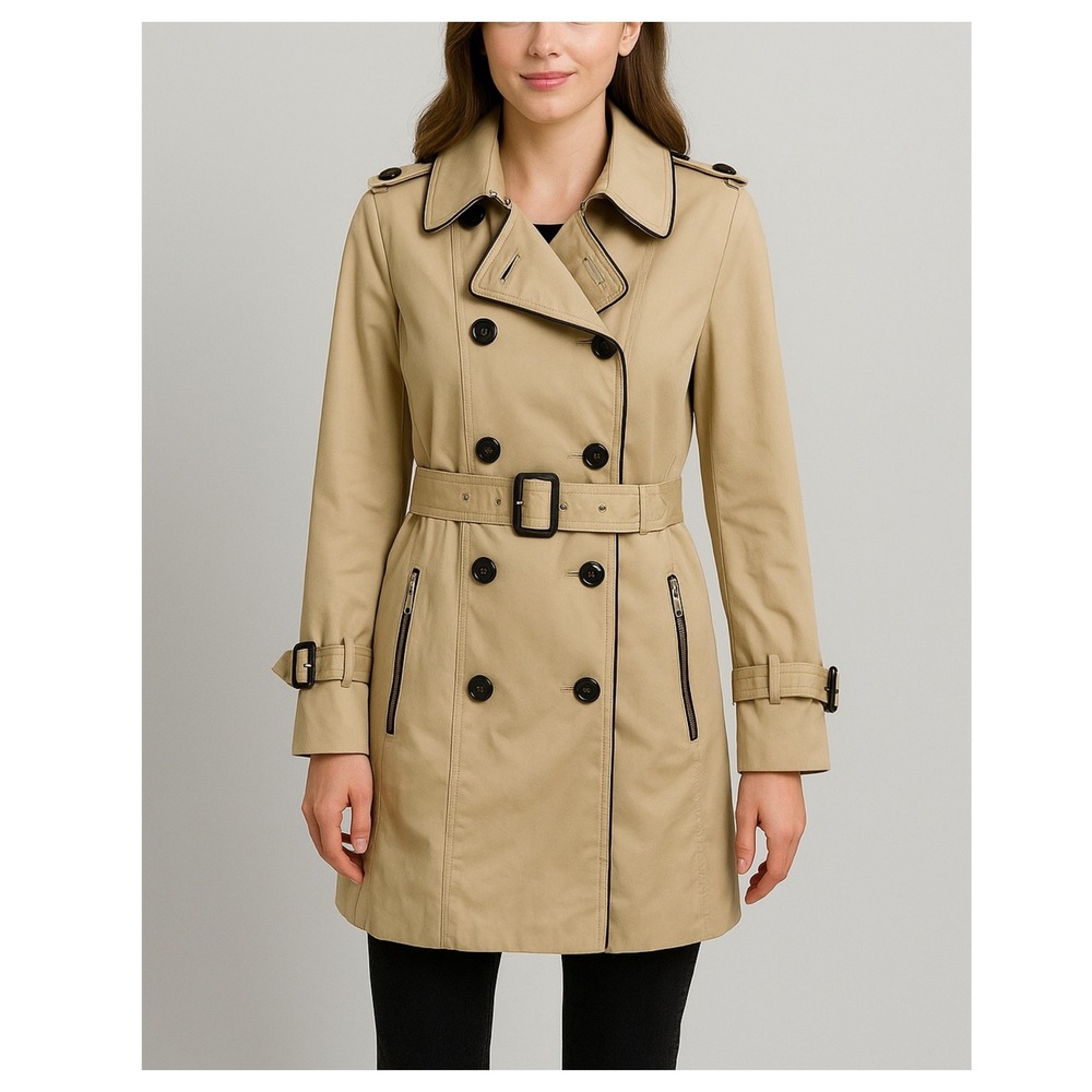 Mango Classic double breast Trench coat Size XXS tan camel‎ neutral old money
